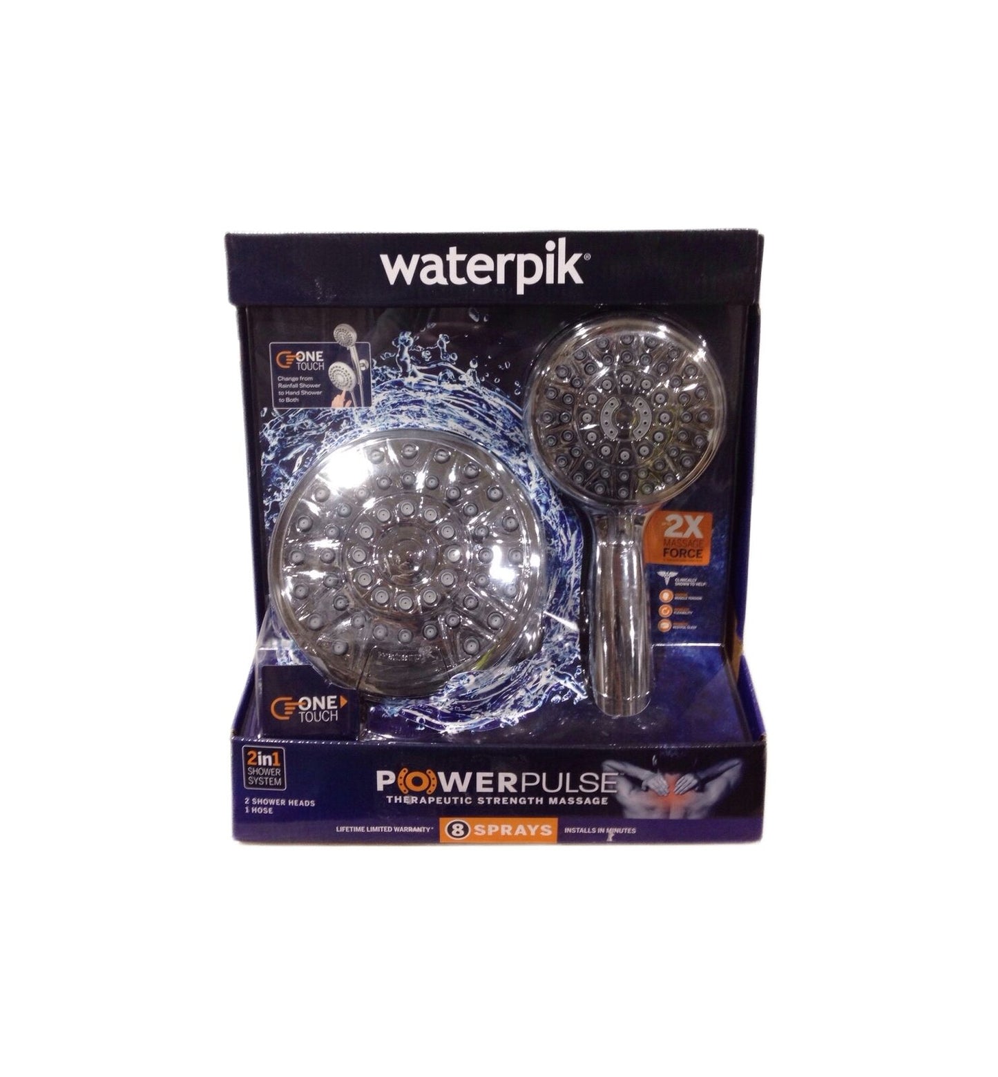 Waterpik 8-Spray Patterns Dual Shower Head and Handheld Shower Head Chrome