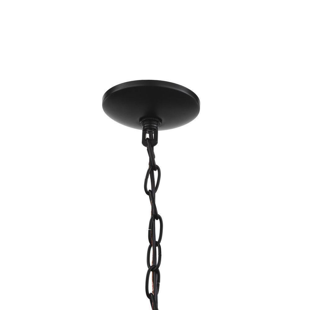 Hampton Bay Highstone 1-Light Matte Black Hardwired Hanging Pendant