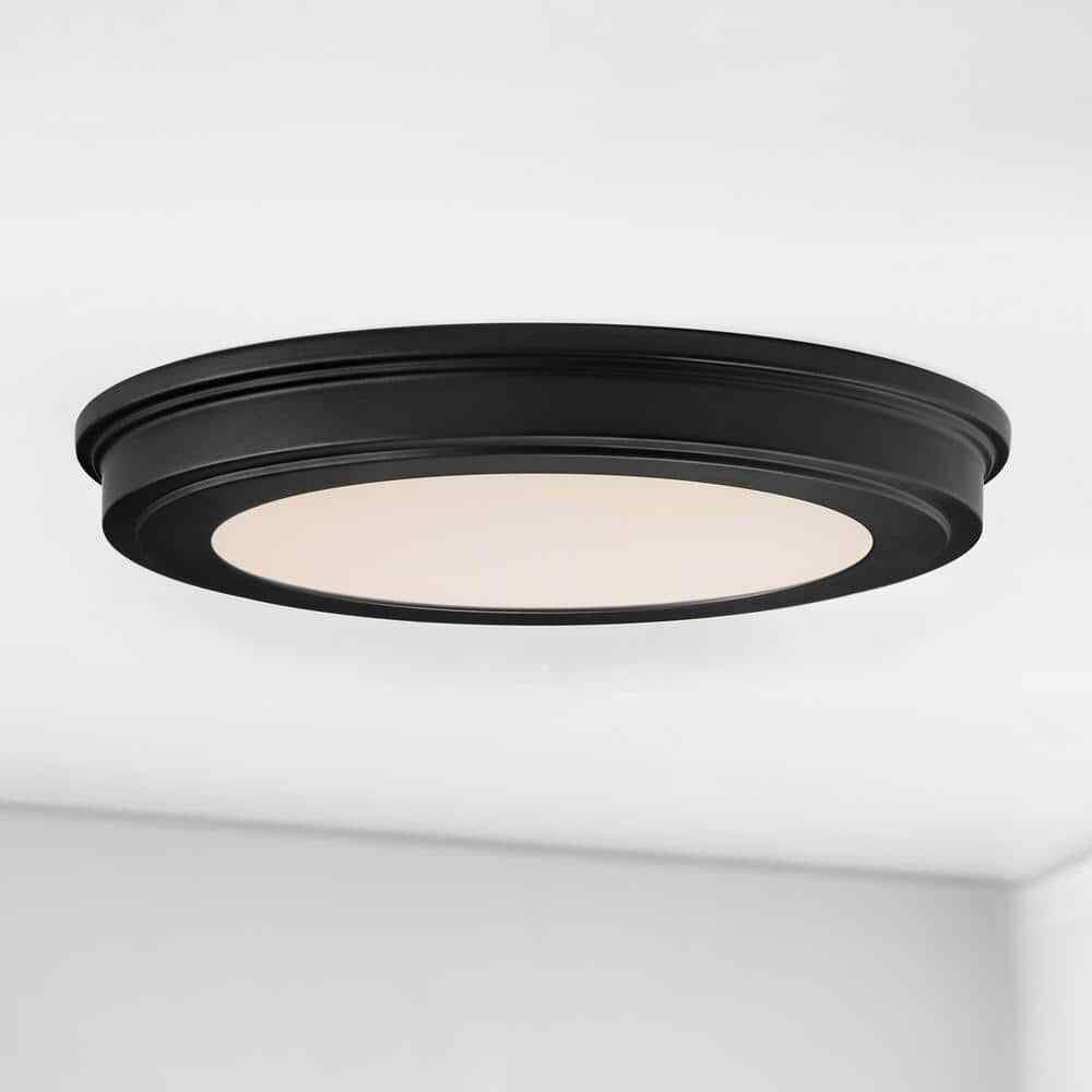 Commercial Electric Matte Black LED Flush Mount Low Profile Ceiling Light 2-Pack