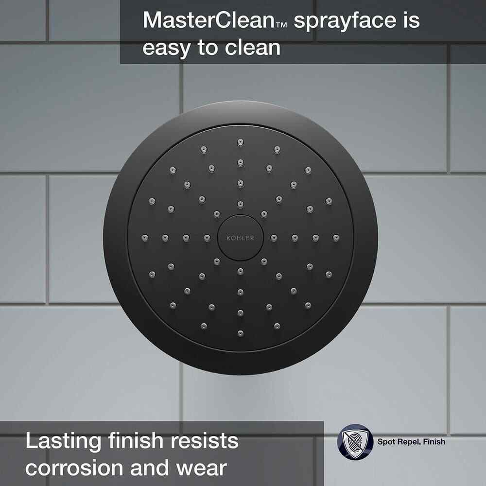 KOHLER Forte 1-Spray Patterns Wall Mount Fixed Shower Head in Matte Black