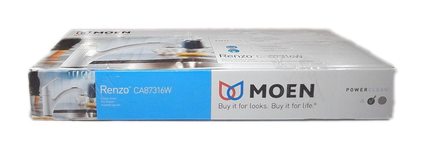 MOEN Renzo Single-Handle Pull-Out Sprayer Kitchen Faucet in Glacier CA87316W