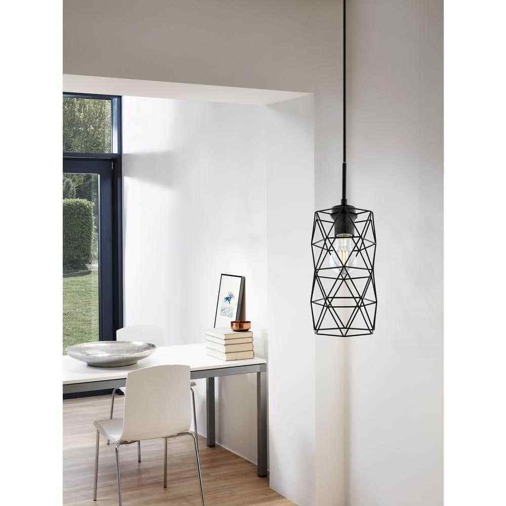 Eglo Estevau 2 5.71 in. W x 72 in. H 1-Light Matte Black Pendant Light