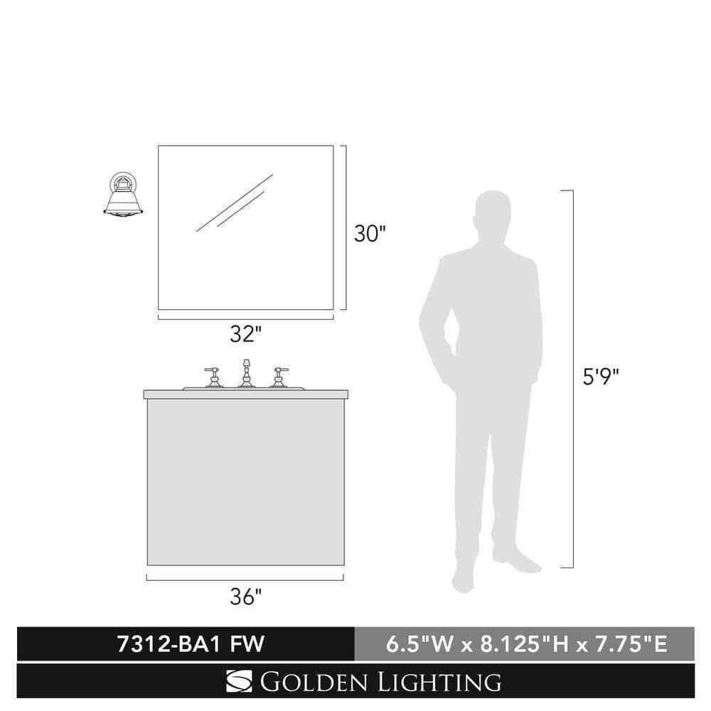 Golden Lighting Bartlett 1-Light French White Bath Light