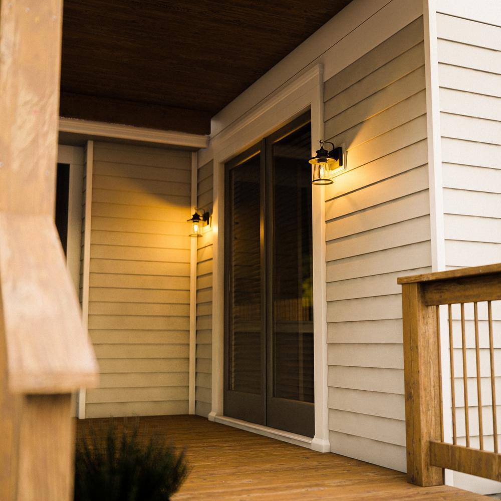 Hampton Bay Chartwell 1-Light Black Hardwired Outdoor Wall Lantern Sconce
