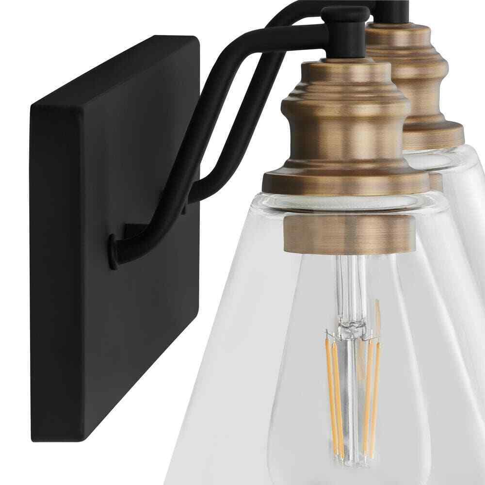 Hampton Bay Manor 15.3 in. Matte Black Vanity w/ Brass Accents and Clear Glass
