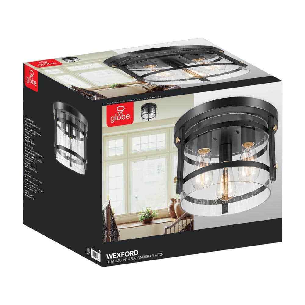 Globe Electric Wexford 3-Light Dark Bronze Semi-Flush Mount Ceiling Light