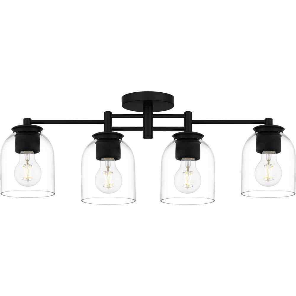 Hampton Bay Boundbrook 26.25 in. 4-Light Matte Black Semi-Flush Mount
