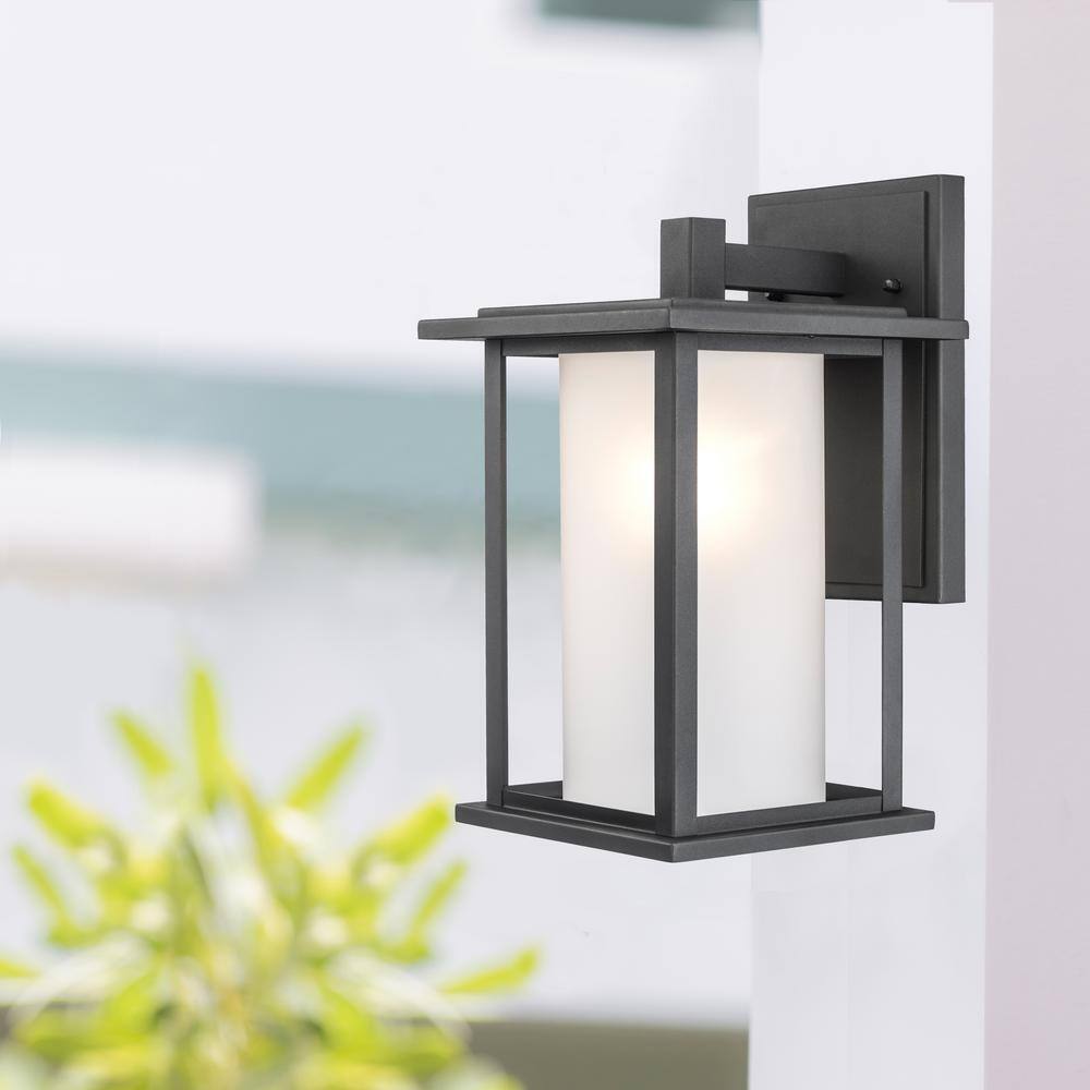 Bel Air Lighting Shaakar 1-Light Black Outdoor Wall Light Sconce Lantern