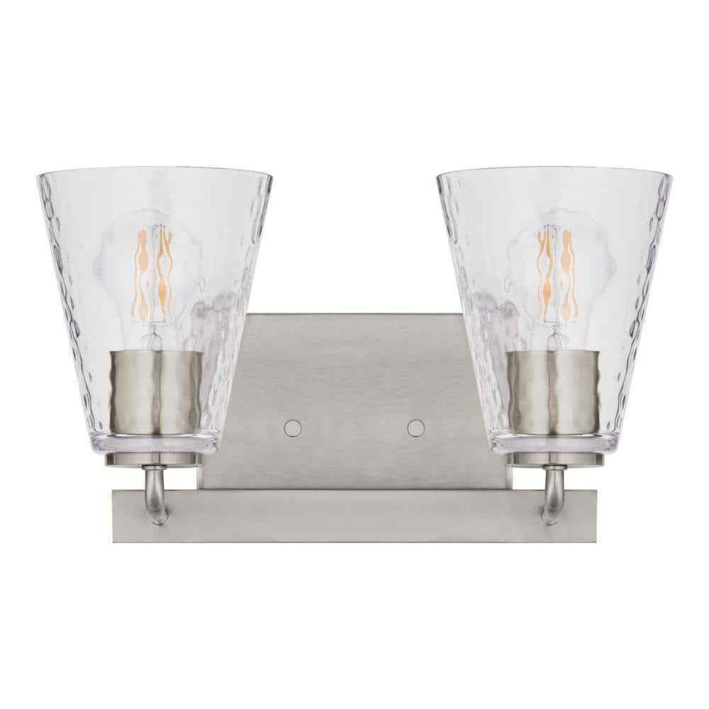 Home Decorators Westbrook 2-Light Brushed Nickel Modern Bathroom Vanity Light