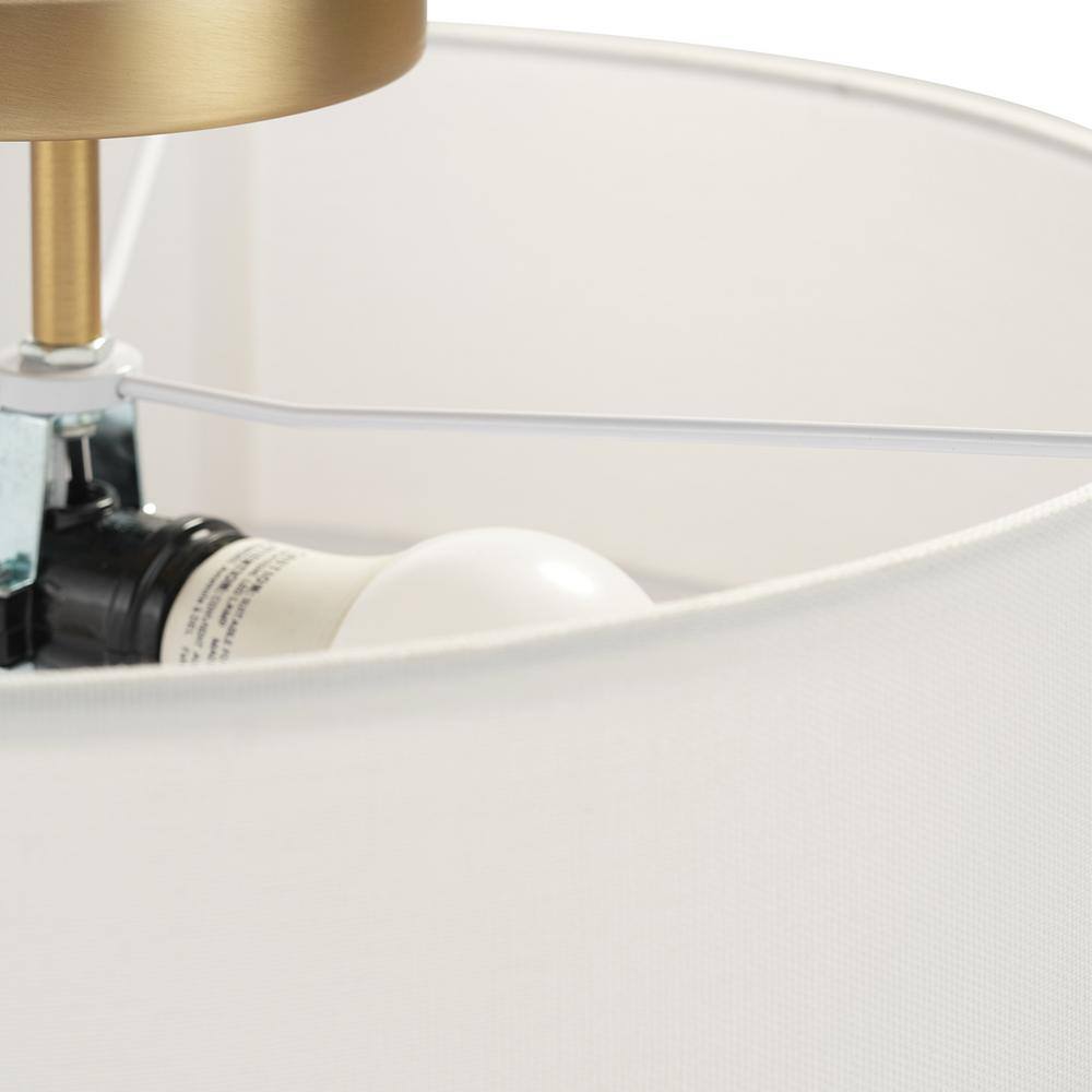 Globe Electric Kyle 15.9 in. 2-Light Matte Brass Semi-Flush Mount