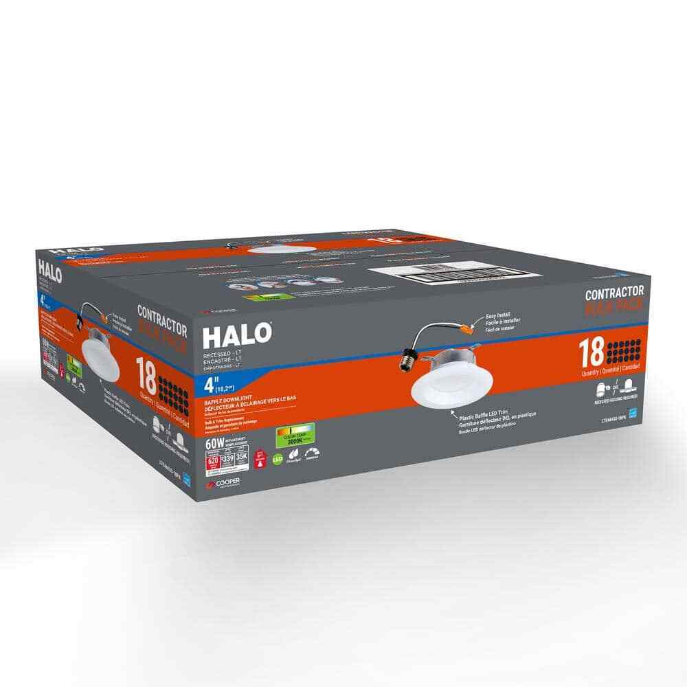 HALO LTE 4 in. LED Recessed Trim Housing Required New Construction 18-Pack