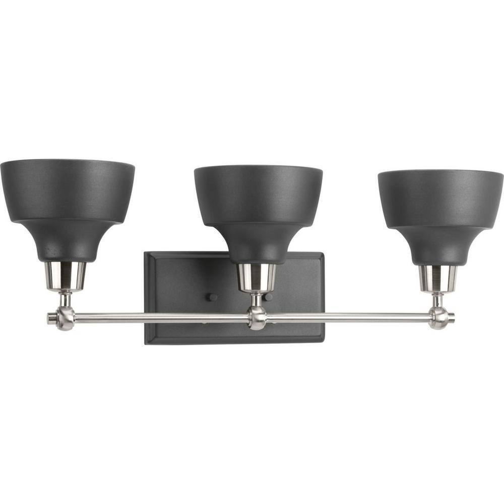 Progress Lighting Bramlett 3-Light Brushed Nickel Matte Black Metal Shade Light