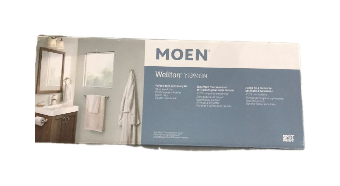 MOEN Wellton 4-Piece Bath Hardware Set in Brushed Nickel Y1394BN