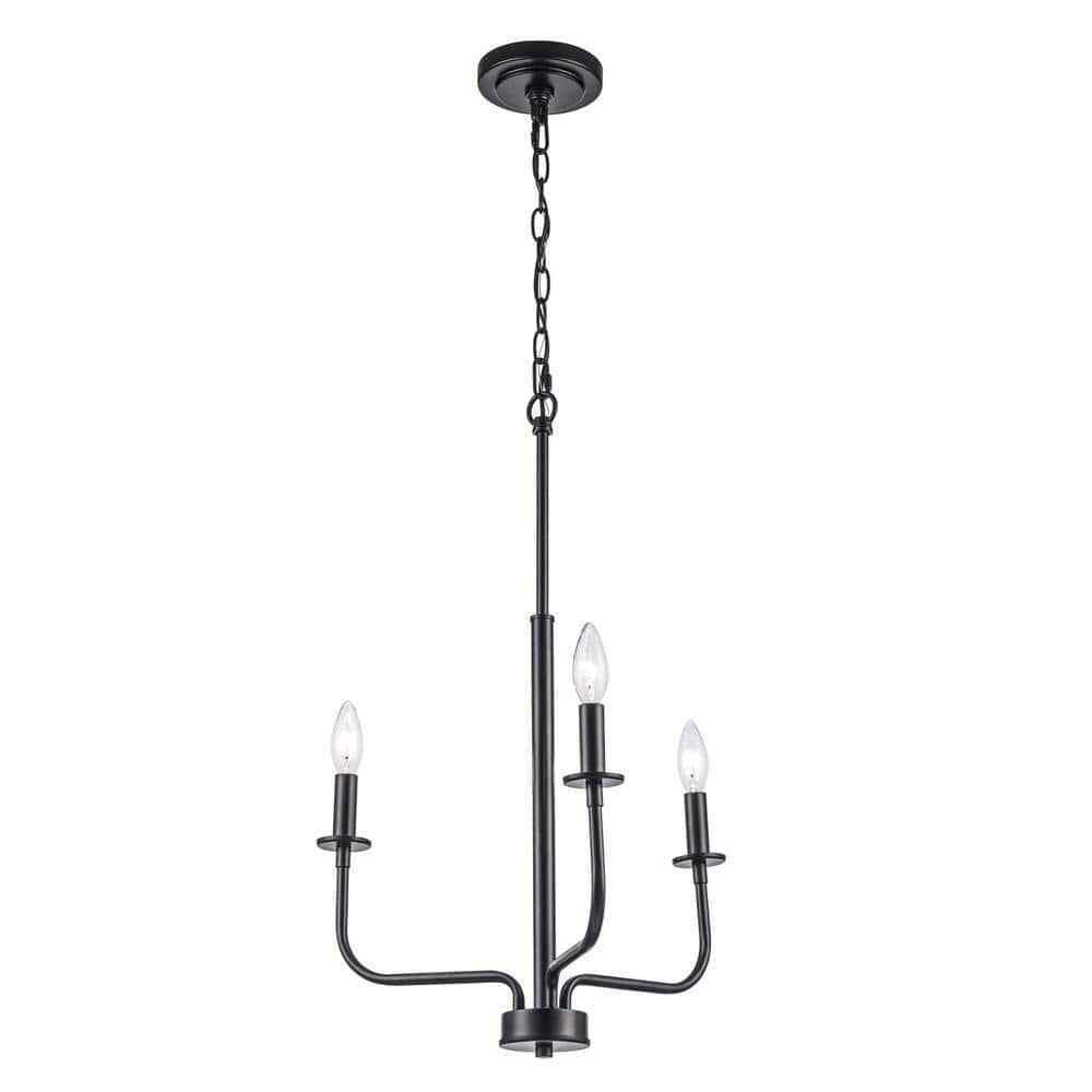 Bel Air Lighting Tennyson 3-Light Black Candle Chandelier Light Fixture 11653 BK
