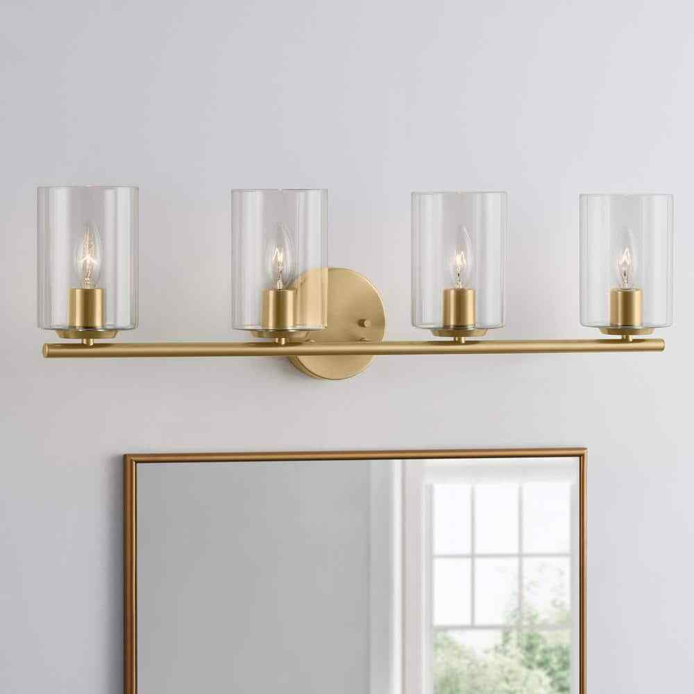 Hampton Bay Champlain 31.5 in. 4-Light Satin Brass Bathroom Vanity Light