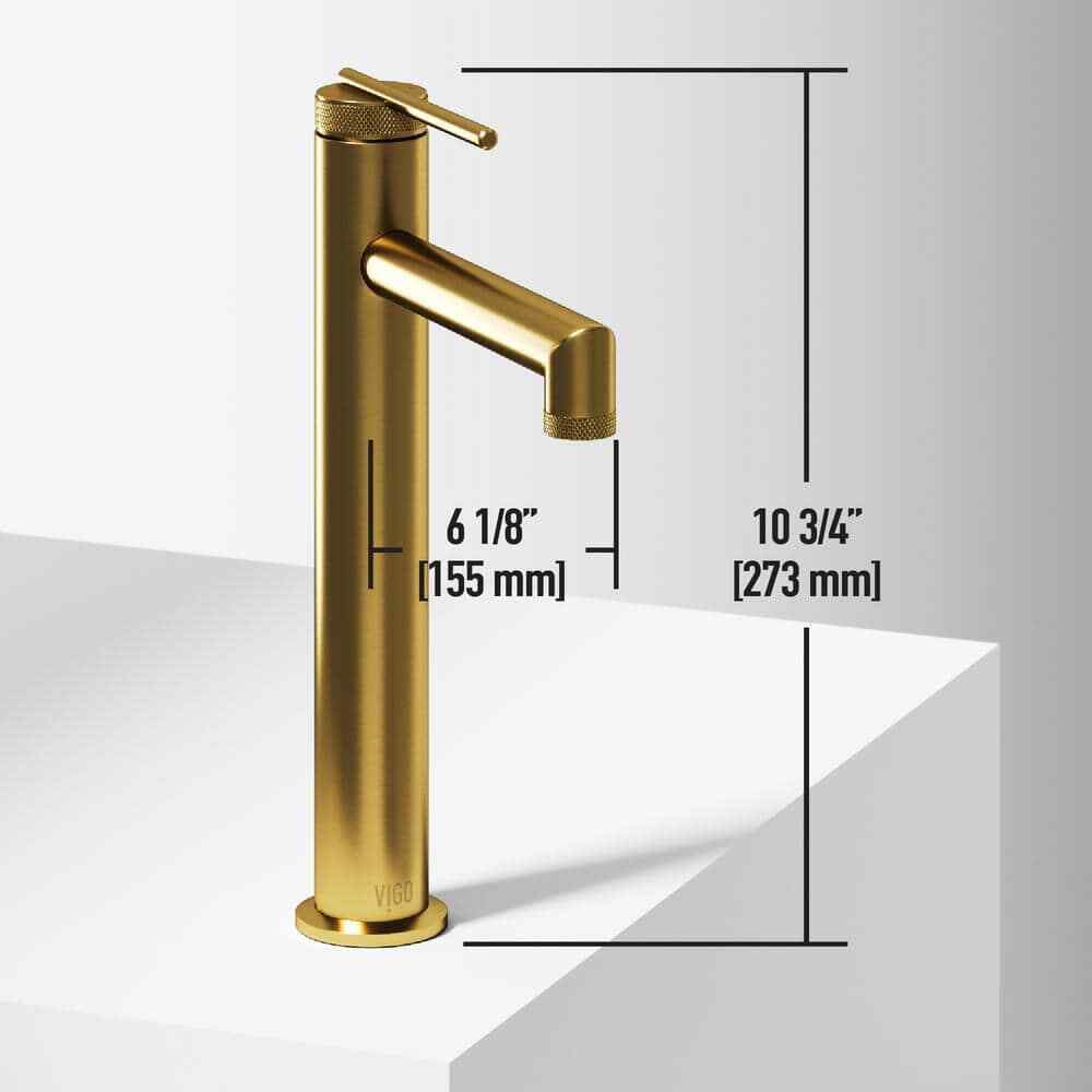VIGO Sterling Single-Hole Bathroom Vessel Faucet in Matte Brushed Gold