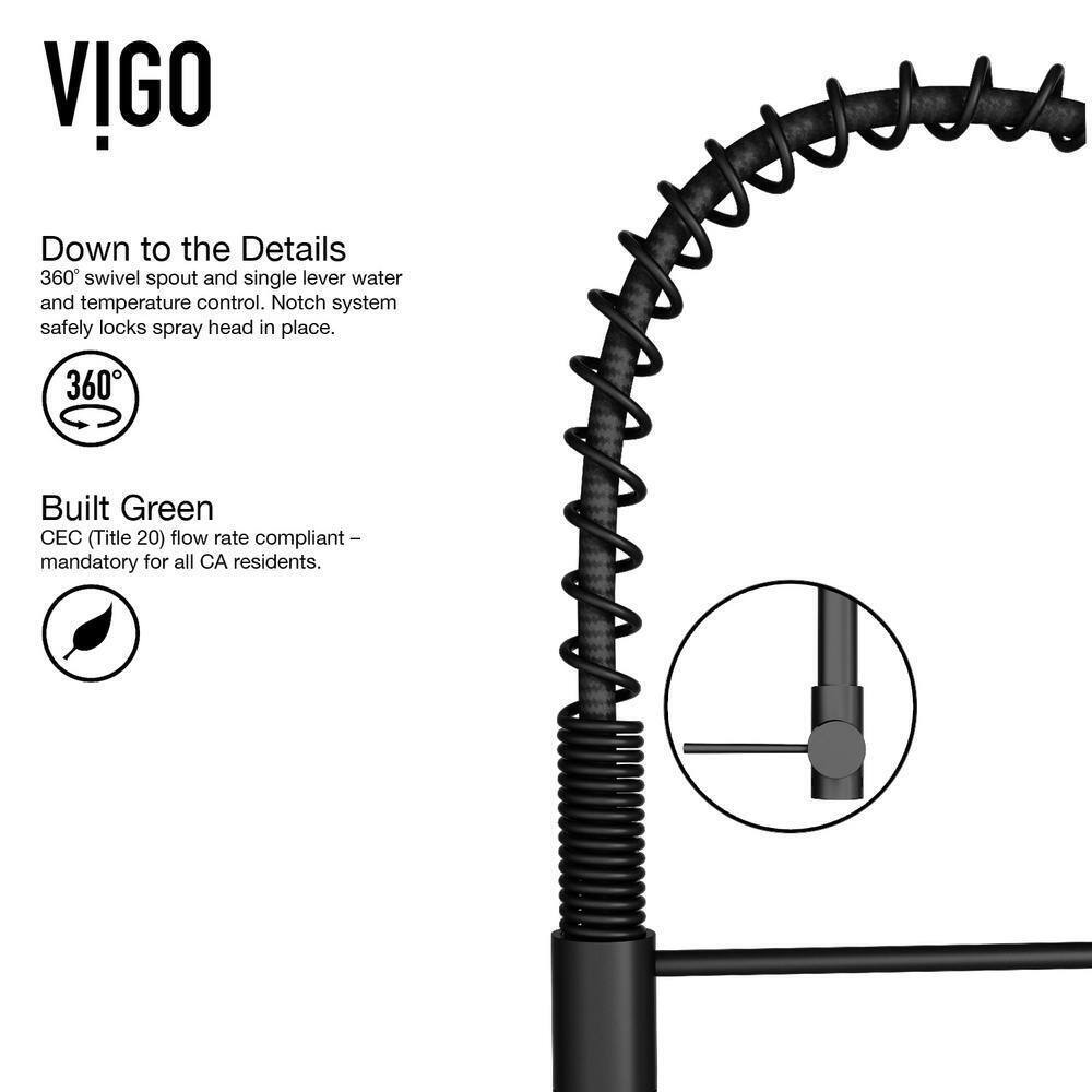 VIGO Laurelton Single Handle Pull-Down Sprayer Kitchen Faucet in Matte Black