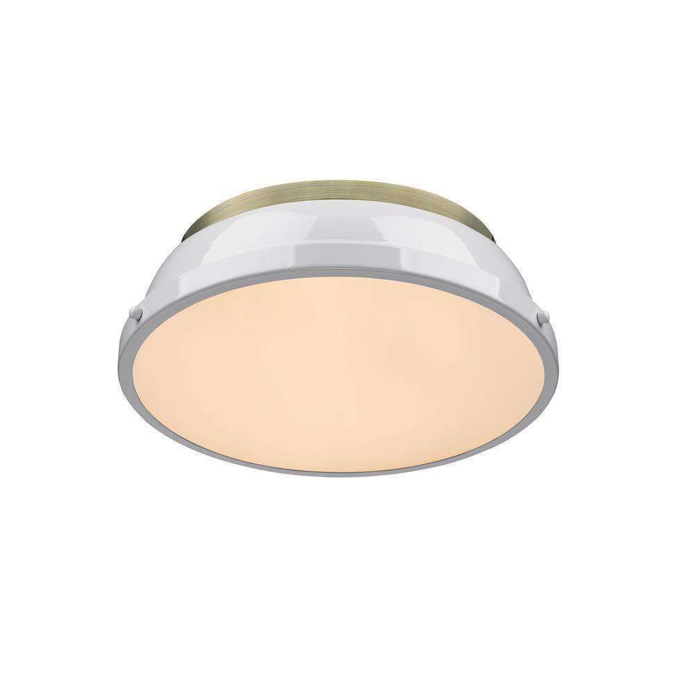 Golden Lighting Duncan AB 2-Light Aged Brass Flush Mount Light
