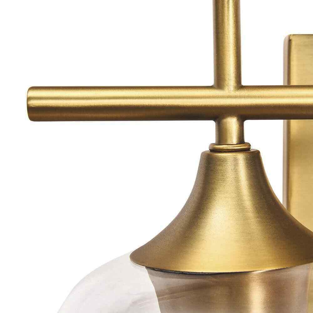RRTYO Fritts 13.8 in. 2-Light Gold Modern Vanity Light with Clear Glass Shade