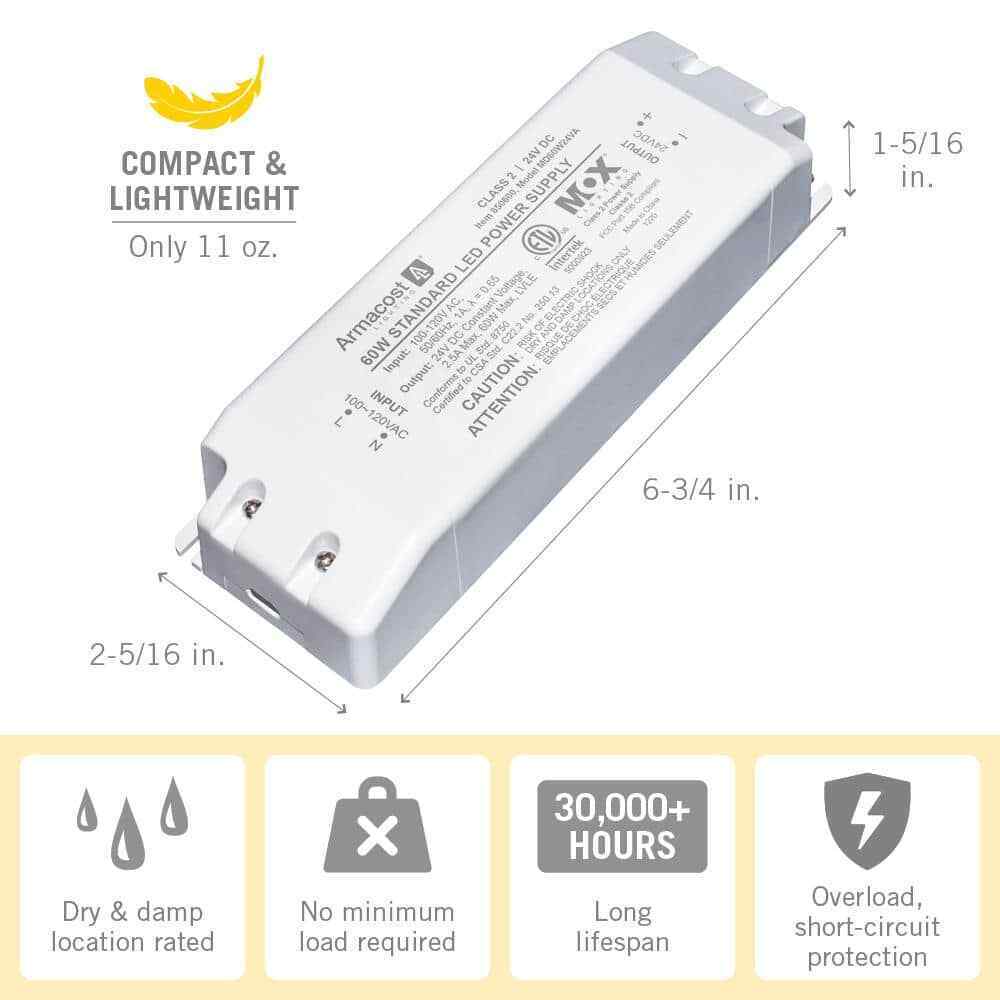 Armacost Lighting 60-Watt 24-Volt Constant Voltage Dimming LED Power Supply