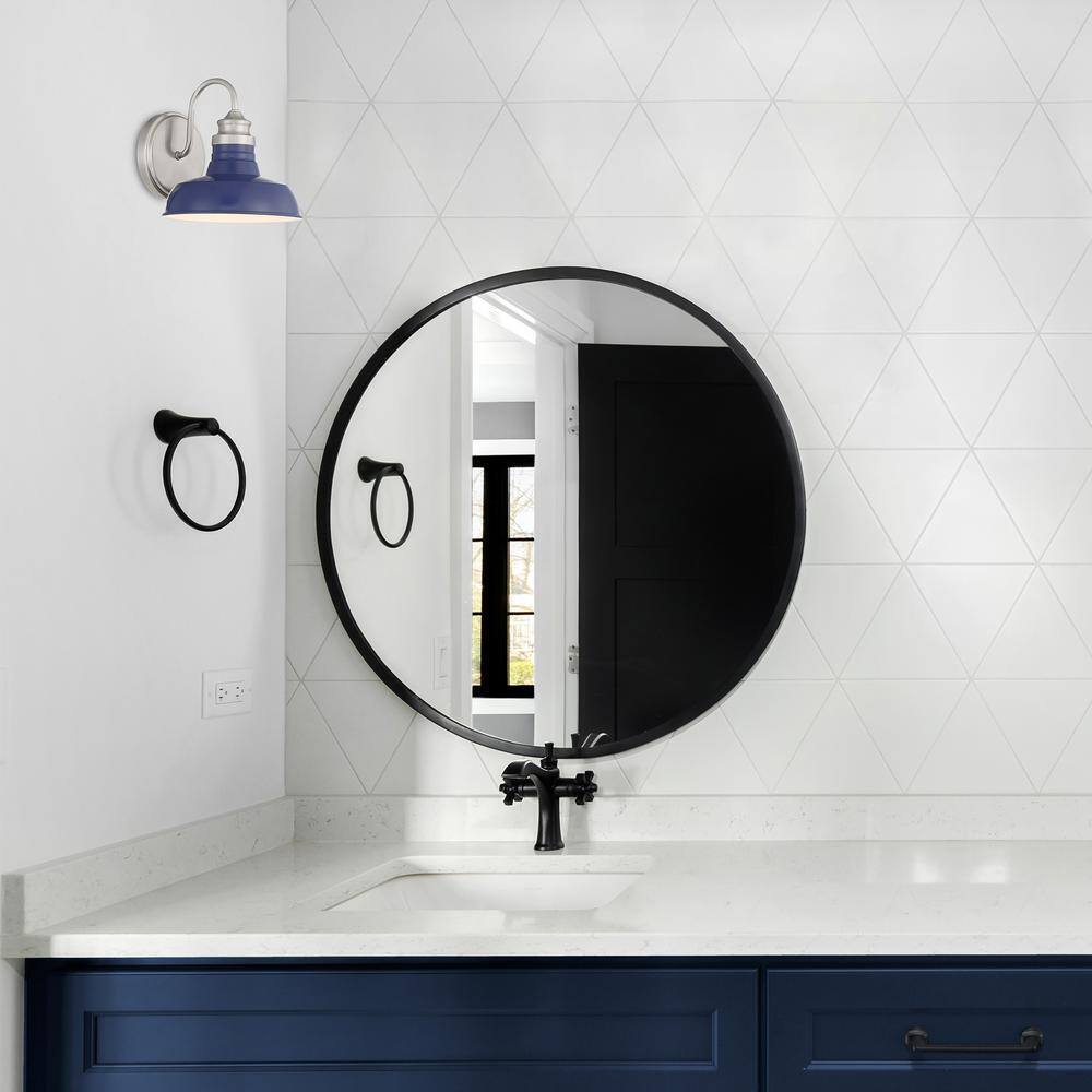 Hampton Bay Elmcroft 7.63 in 1-Light Brushed Nickel Modern Farmhouse Wall Sconce