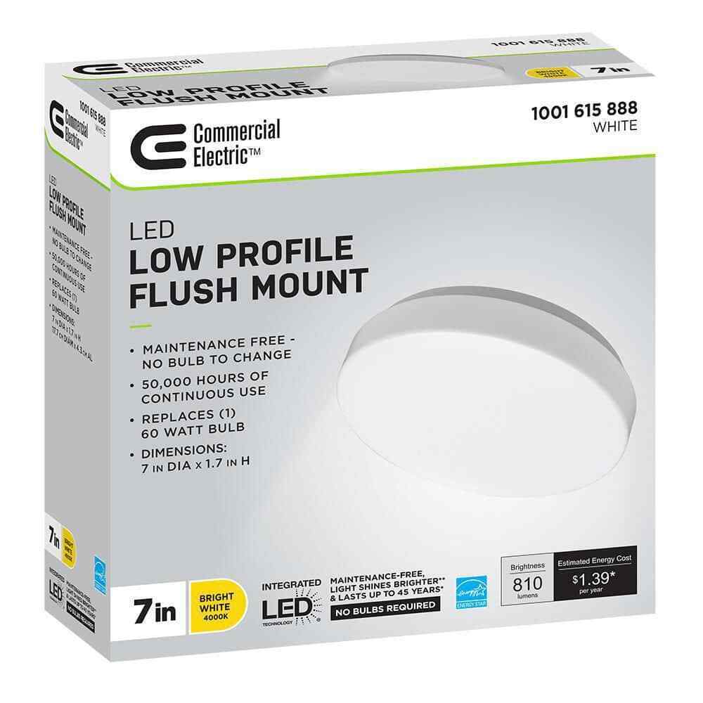 Commercial Electric 7 in. Low Profile LED Flush Mount Ceiling Light Fixture