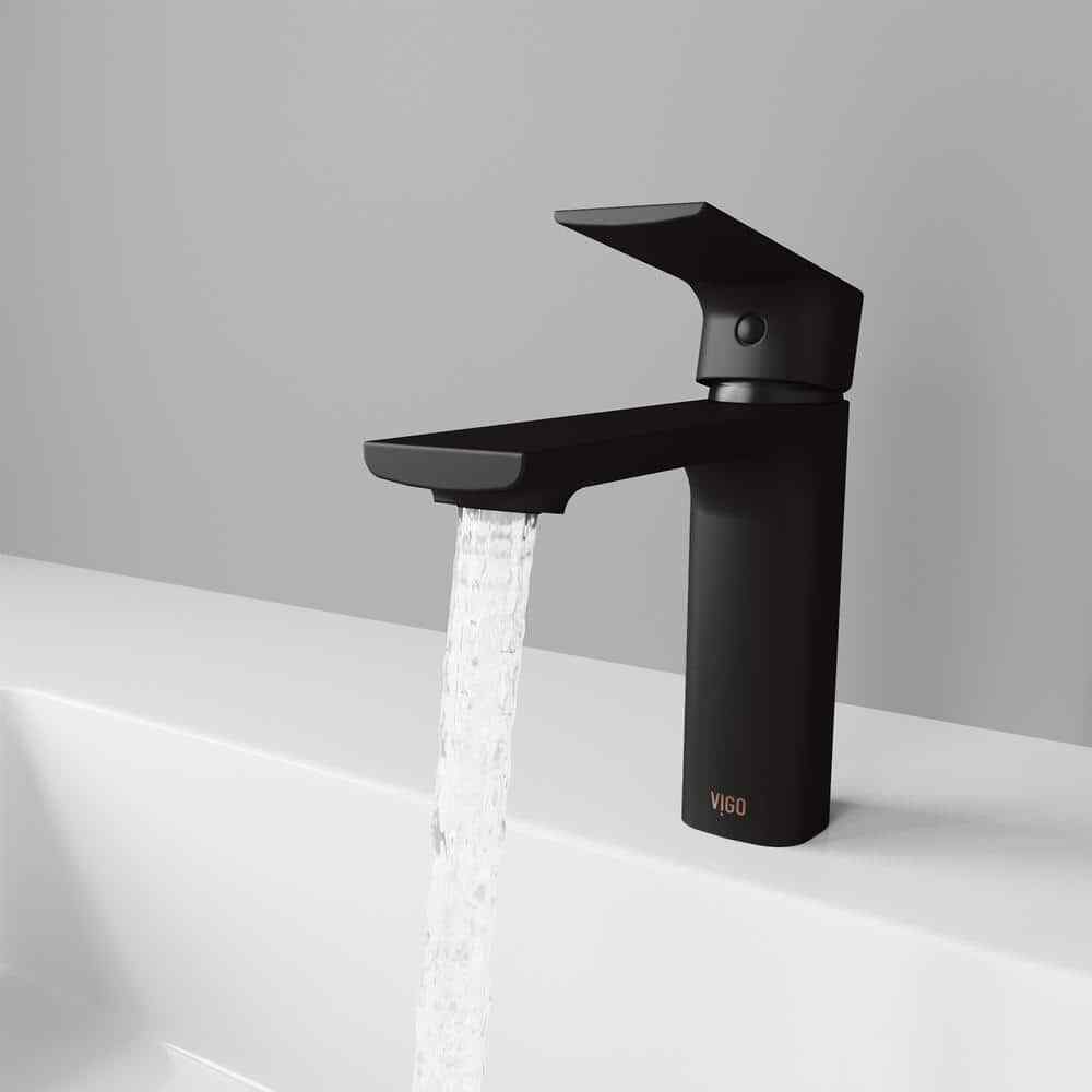 VIGO Davidson Single Handle Single-Hole Bathroom Faucet Sink in Matte Black