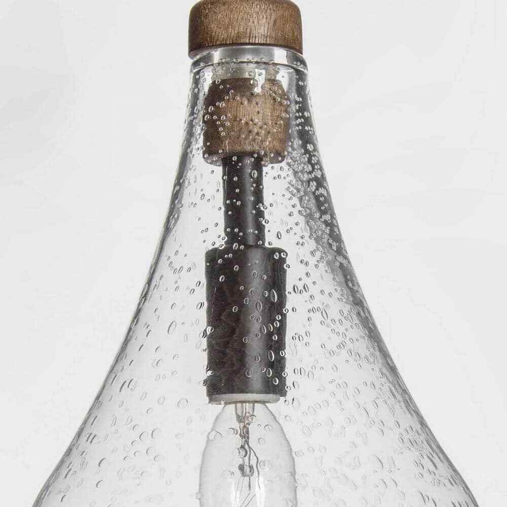 Uolfin Maya 1-Light Black Pendant Hanging Light with Seeded Teardrop Glass Shade