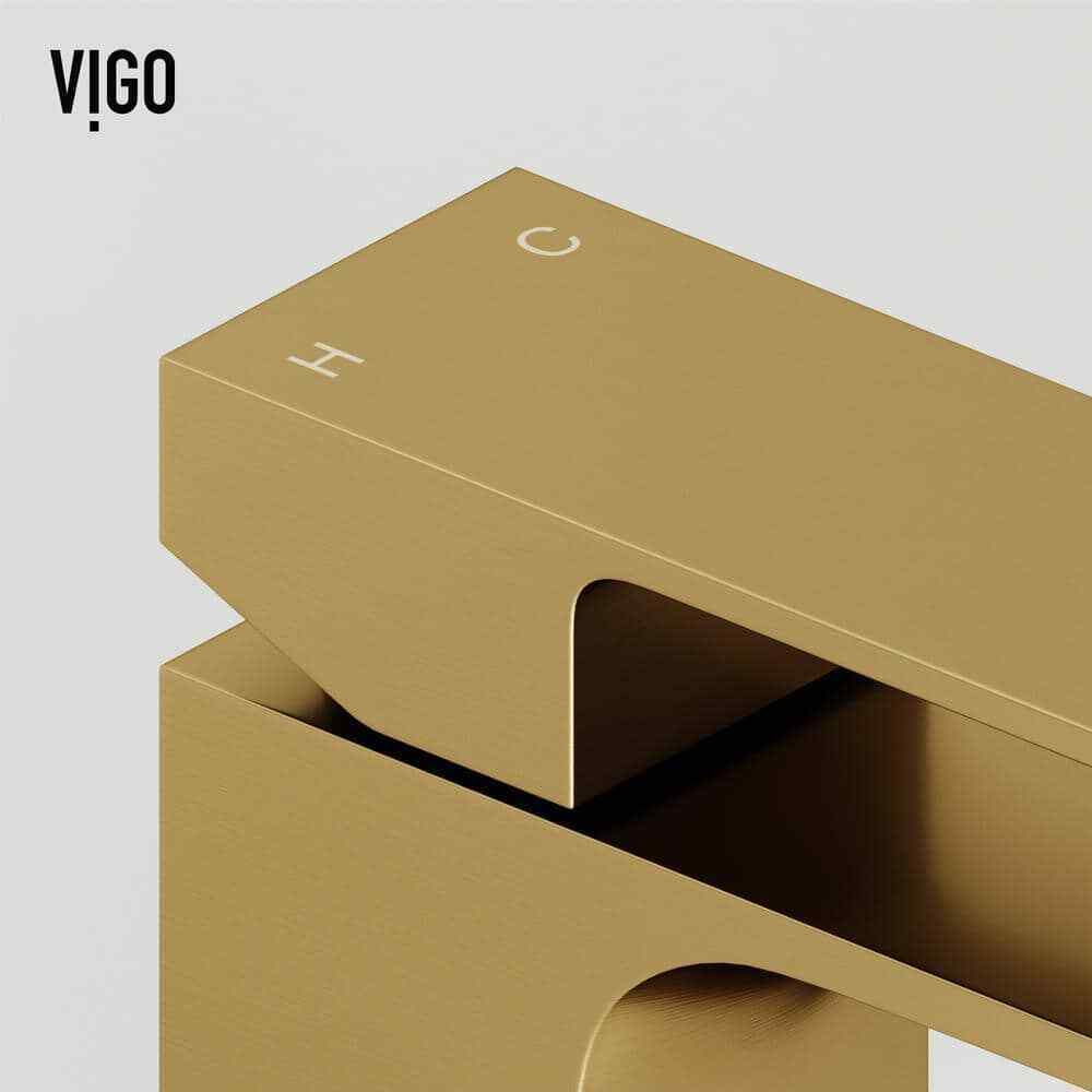 VIGO Dunn Single Handle Single-Hole Bathroom Vessel Faucet in Matte Brushed Gold