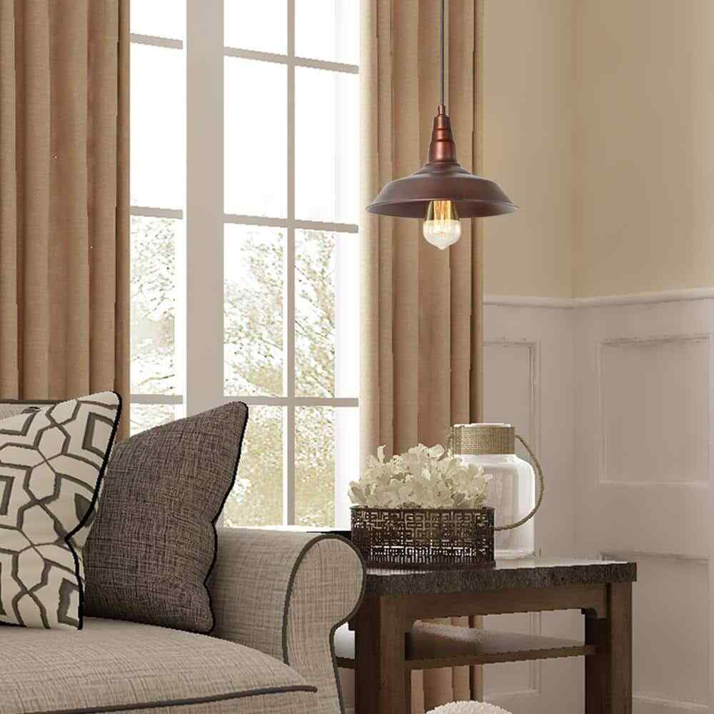 LNC 1-Light Bronze Rustic Industrial Chandelier Barn Light Pendant Ceiling Light