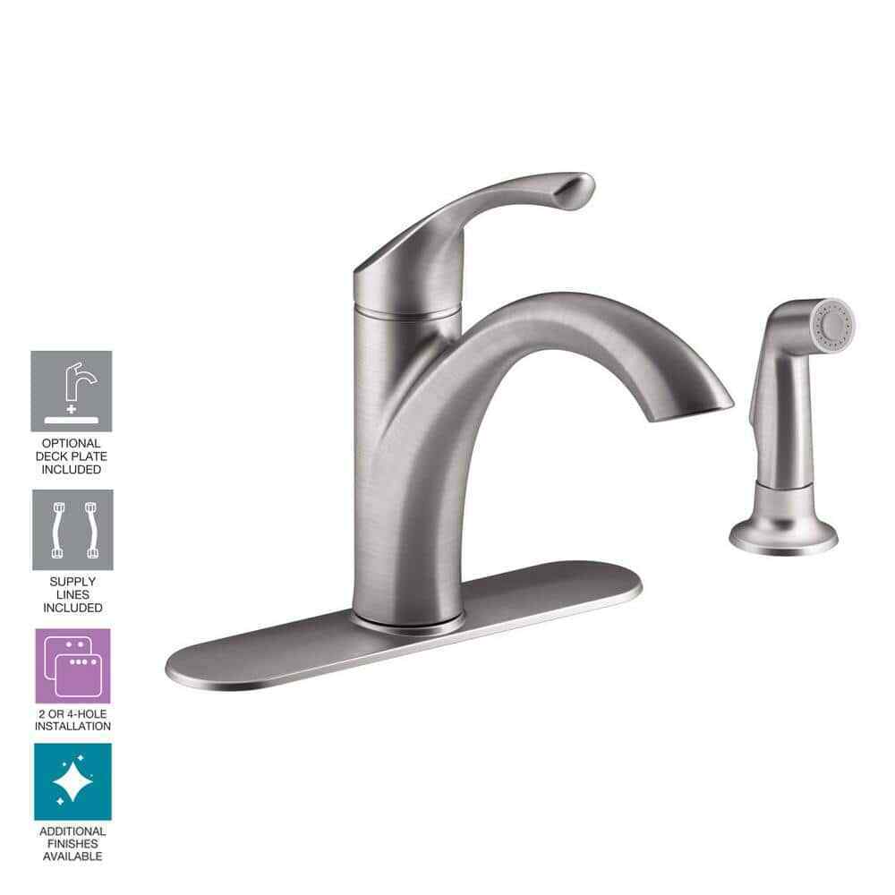 KOHLER Mistos Single-Handle Standard Kitchen Faucet w/ Side Sprayer