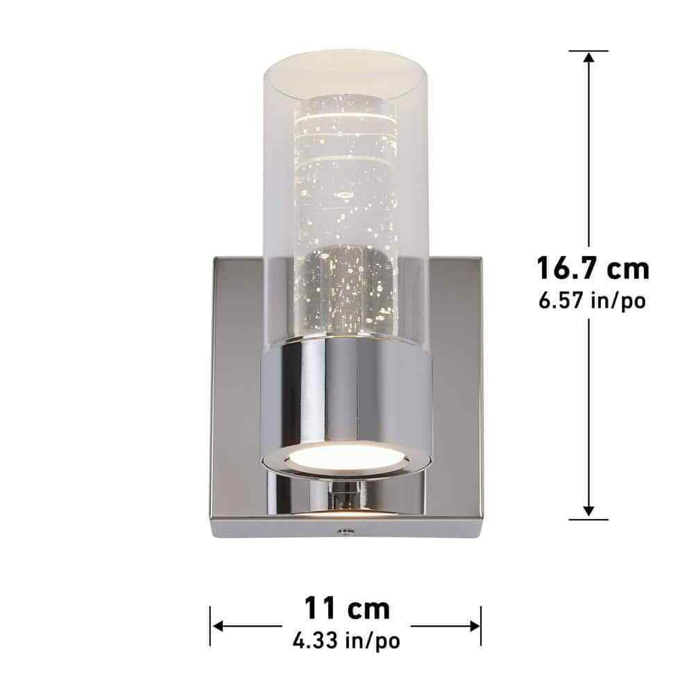 Artika Essence 4.3 in. 1-Light Chrome LED Wall Sconce Light Fixture for Bathroom
