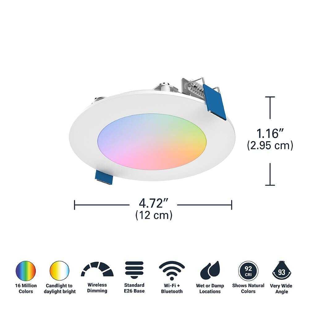 HALO HLB 4 in. Color White Slim Canless Smart Wi-Fi LED Recessed Downlight