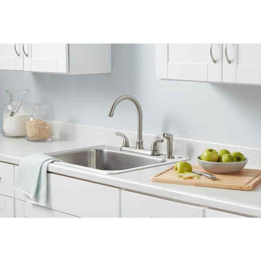 Glacier Bay Builders Double Handle Standard Kitchen Faucet Stainless Steel