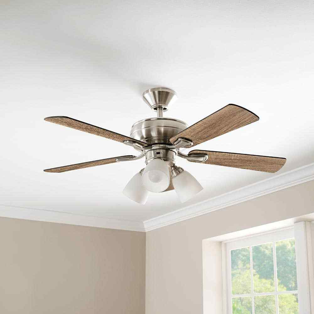 Hampton Bay Riley 44 in. Indoor LED Brushed Nickel Ceiling Fan w/ Light Kit