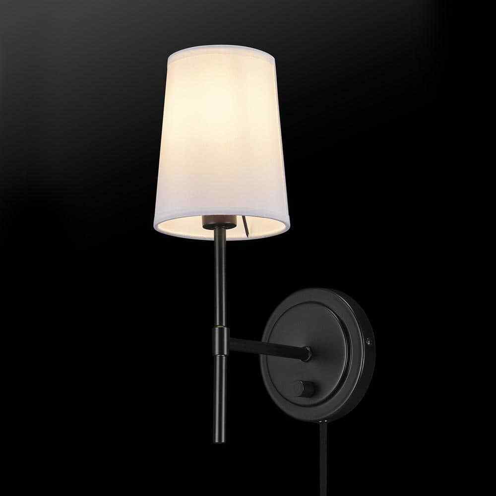 Hampton Bay Ridgeway 1-Light Matte Black Wall Sconce with LED Bulb T20