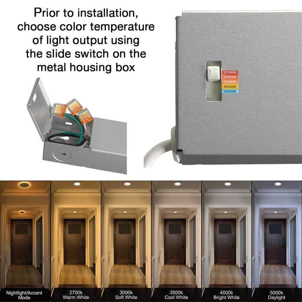 Commercial Electric 4 in. CCT Integrated LED Recessed Light Trim w/ Night Light