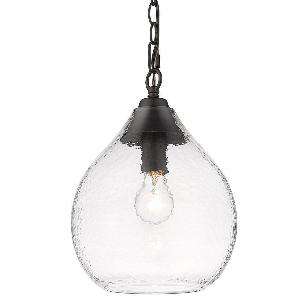 Golden Lighting Ariella 1-Light Matte Black Mini Pendant with Glass Shade