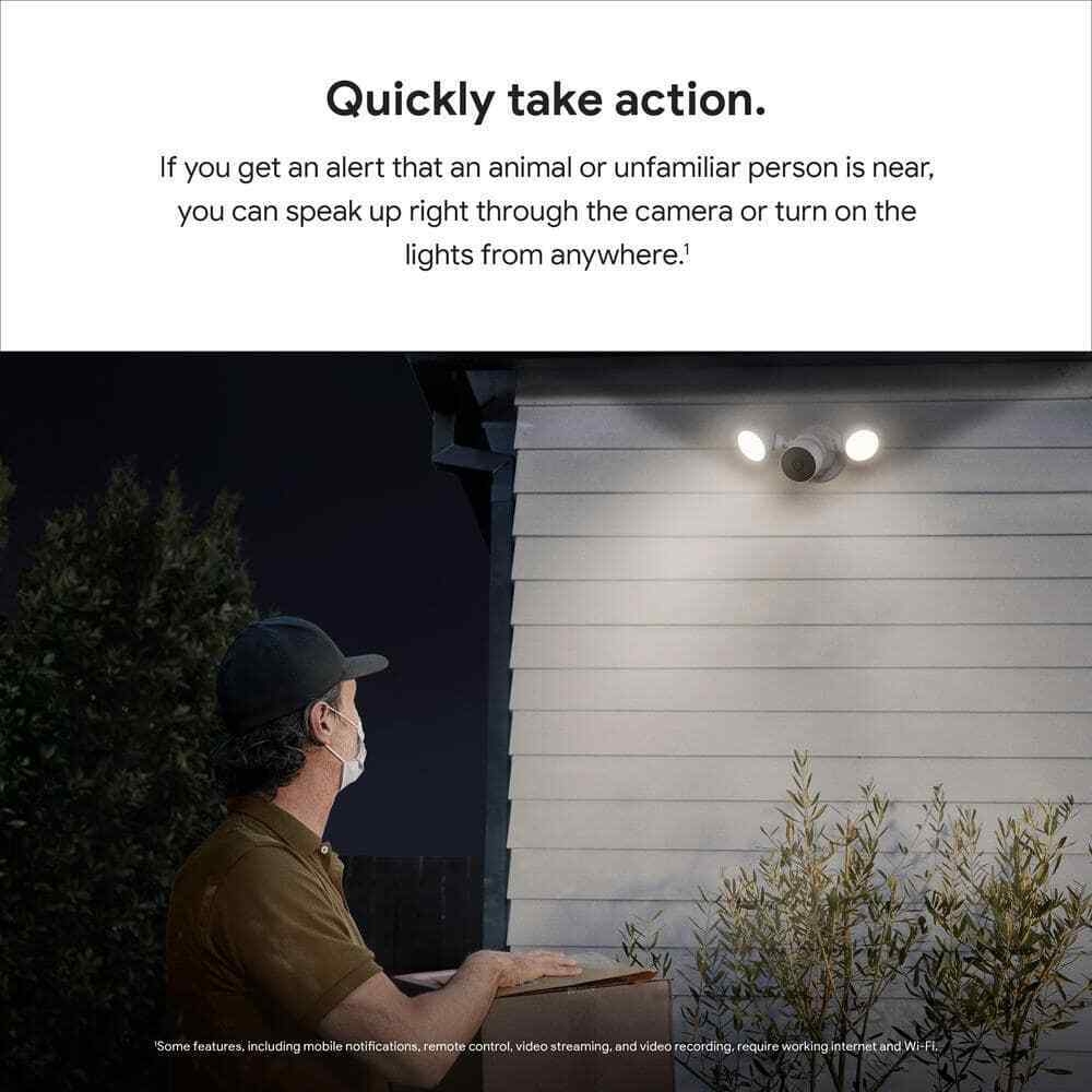 Google Nest Cam with Floodlight - Wired Outdoor Smart Home Security Camera