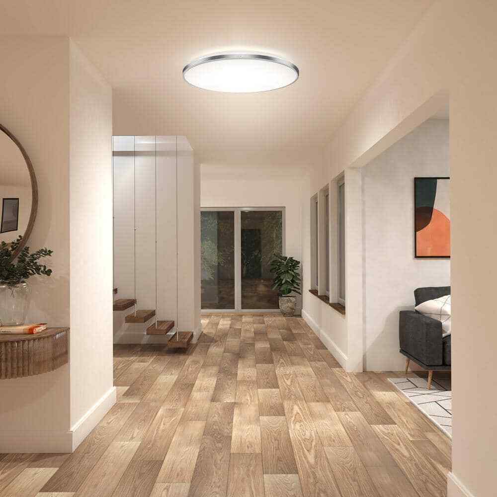 Artika Europa 21 in. Modern Silver LED 3 CCT Flush Mount Ceiling Light Fixture