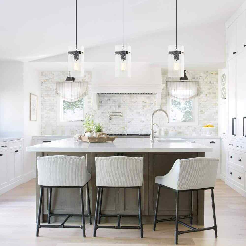 Flint Garden 1-Light Matte Black Rectangle Modern Hanging Mini Pendant