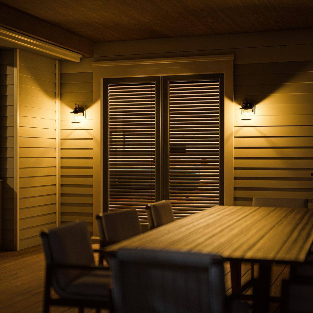 Hampton Bay Chartwell 1-Light Black Hardwired Outdoor Wall Lantern Sconce
