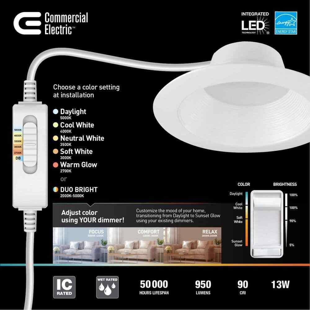 Commercial Electric 6 in. Ultra Deep Bright LED White Recessed Lighting Kit