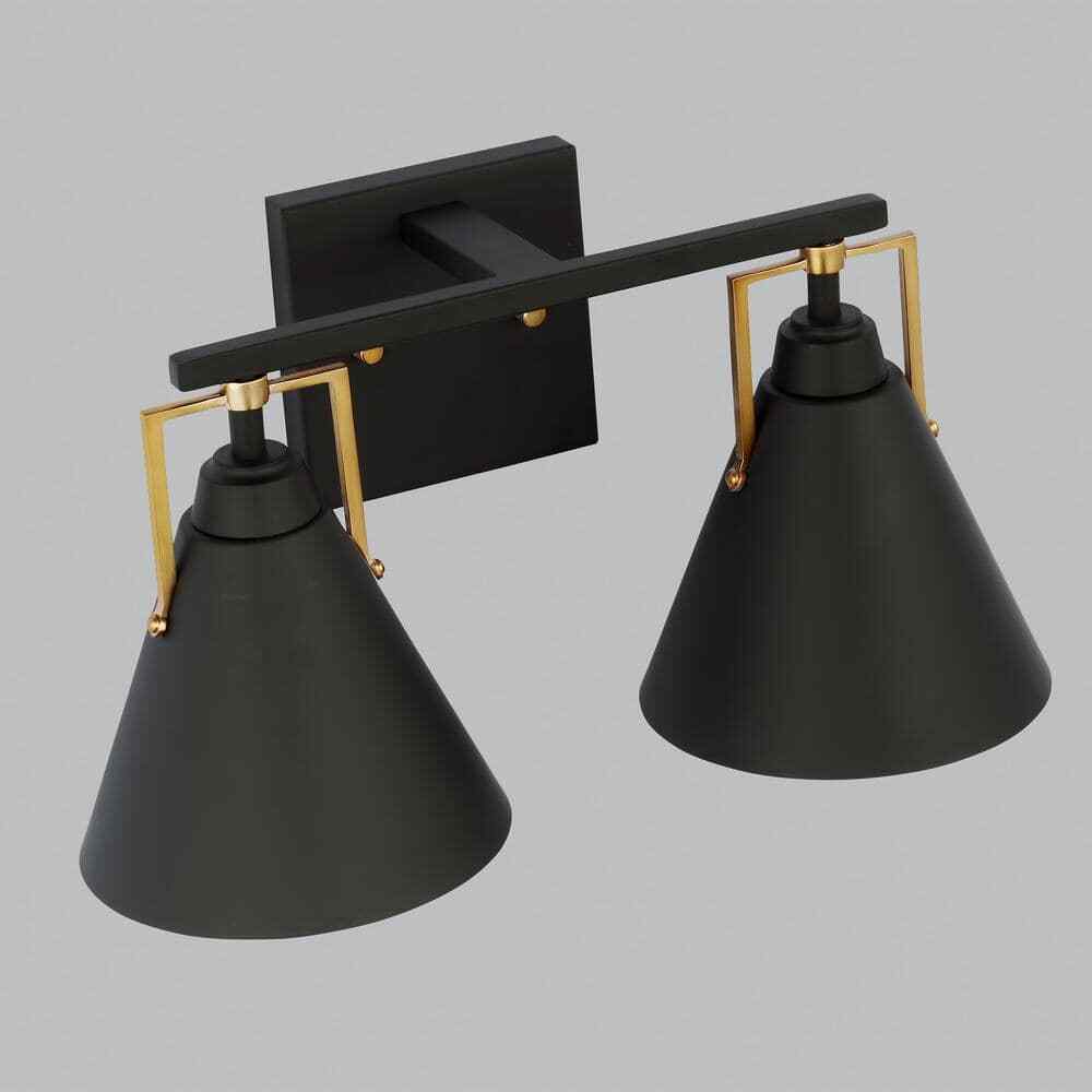 Home Decorators Insdale 2-Light Matte Black Modern Bathroom Vanity Light