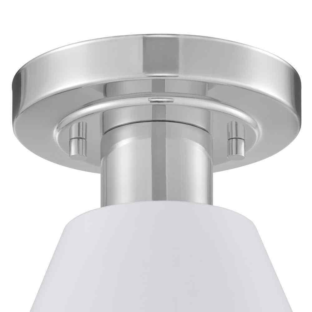 Hampton Bay Finley 8 in. 1-Light White and Chrome Semi-Flush Mount Light Fixture