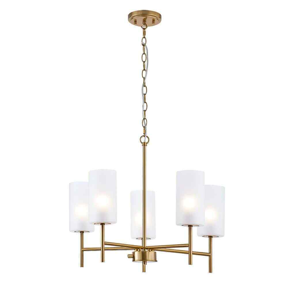 Home Decorators Florabelle Chandelier modern gold brass finish w/ glass shades