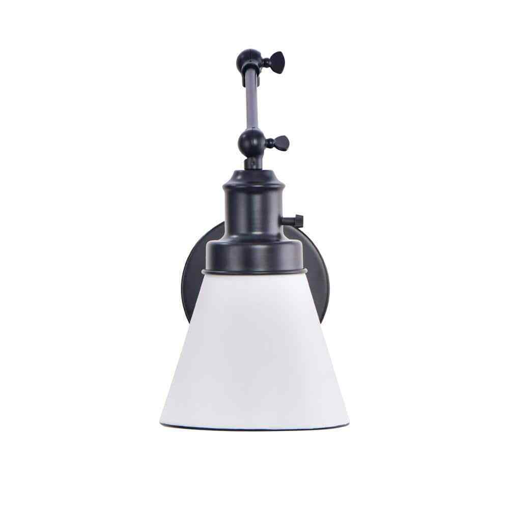 Hampton Bay 1-Light Black Plug-In/Hardwired Swing Arm Wall Lamp