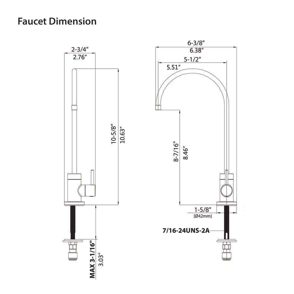 Single-Handle Stainless Steel Kitchen Water Filter Faucet in Matte Black