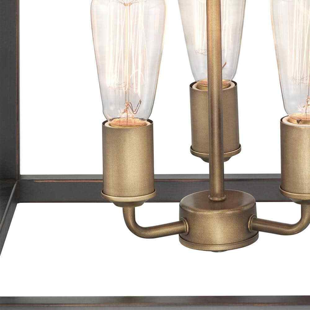 Hampton Bay Boswell Quarter Gold Farmhouse Chandelier w/ Wood Accents