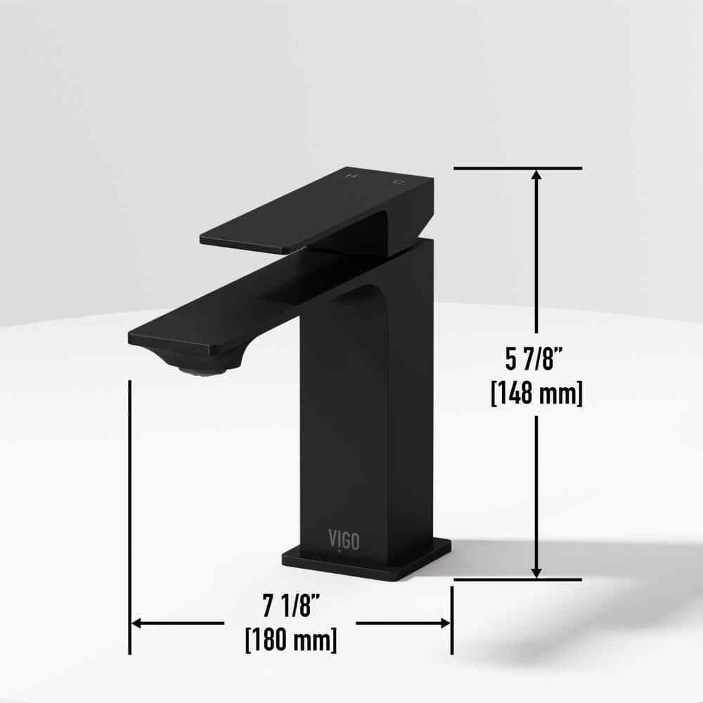 VIGO Dunn Single Handle Single-Hole Bathroom Faucet in Matte Black VG01054MB